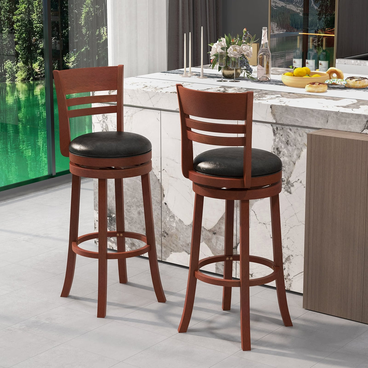 Tabouret de bar pivotant en similicuir — Lot de 2