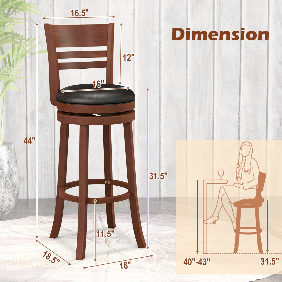 Tabouret de bar pivotant en similicuir — Lot de 2
