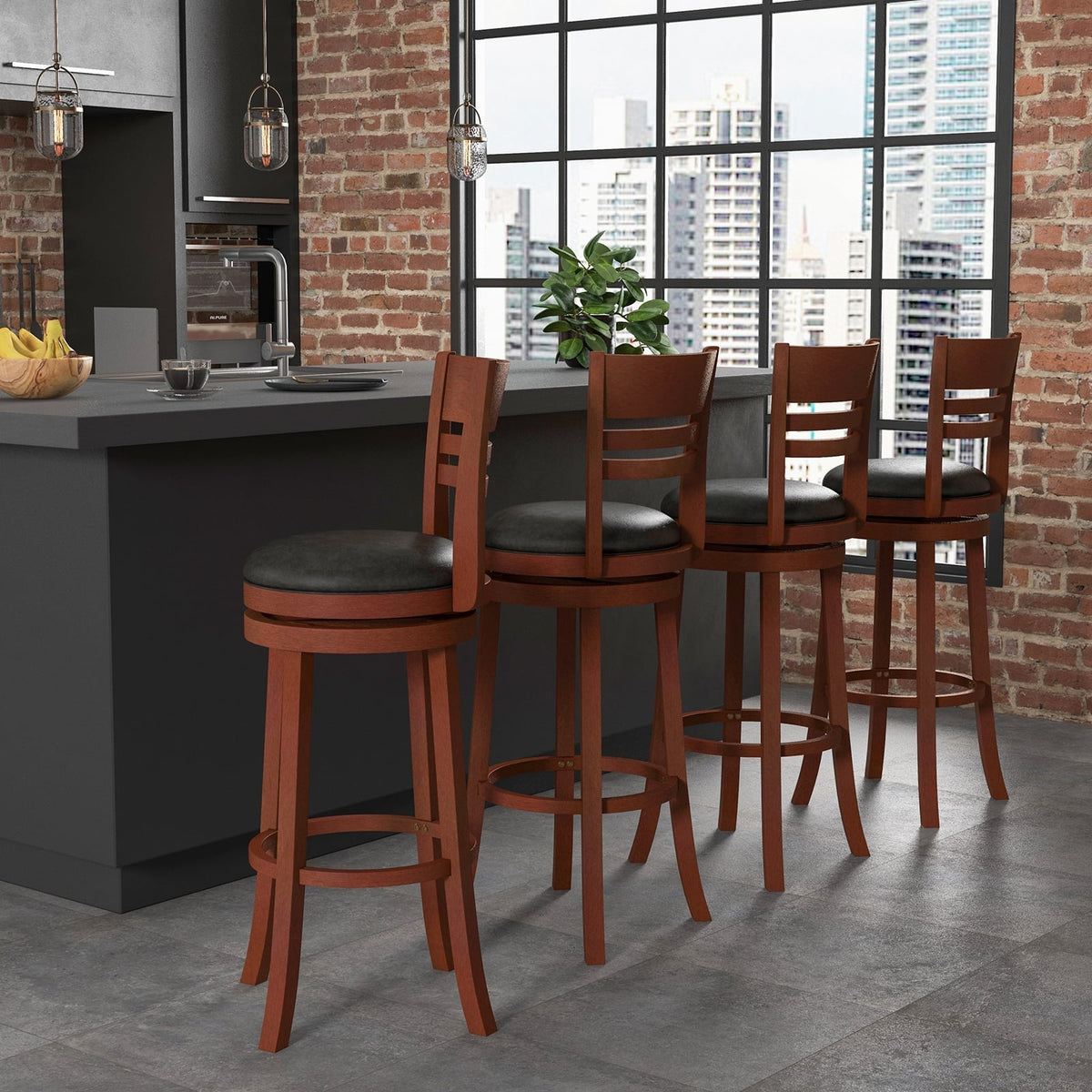 Tabouret de bar pivotant en similicuir — Lot de 2