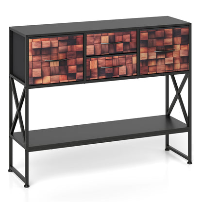Table console 99 cm avec 4 tiroirs en tissu