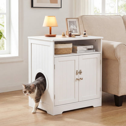 Meuble litière chat caché table d'appoint