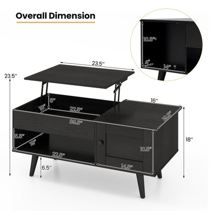Table basse à plateau relevable avec rangement