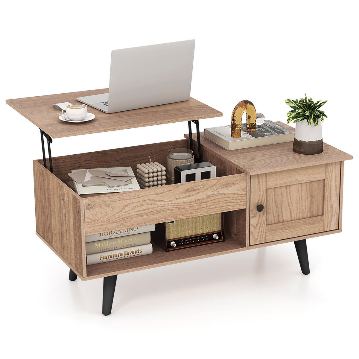 Table basse à plateau relevable avec rangement