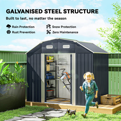 8 x 4 ft Garden Storage Shed Galvanized Steel Sliding Doors