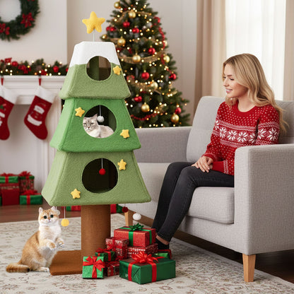 Arbre à chat de Noël à 3 condos