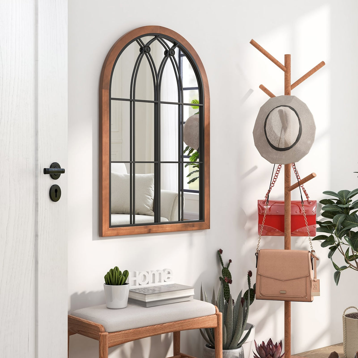 Miroir mural arqué vintage avec panneau arrière