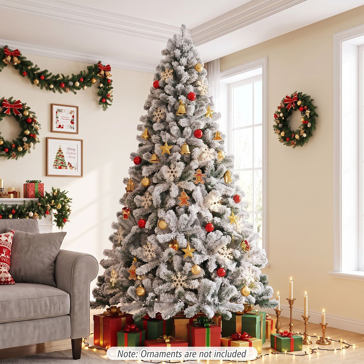 Arbre de Noël artificiel enneigé 229 cm