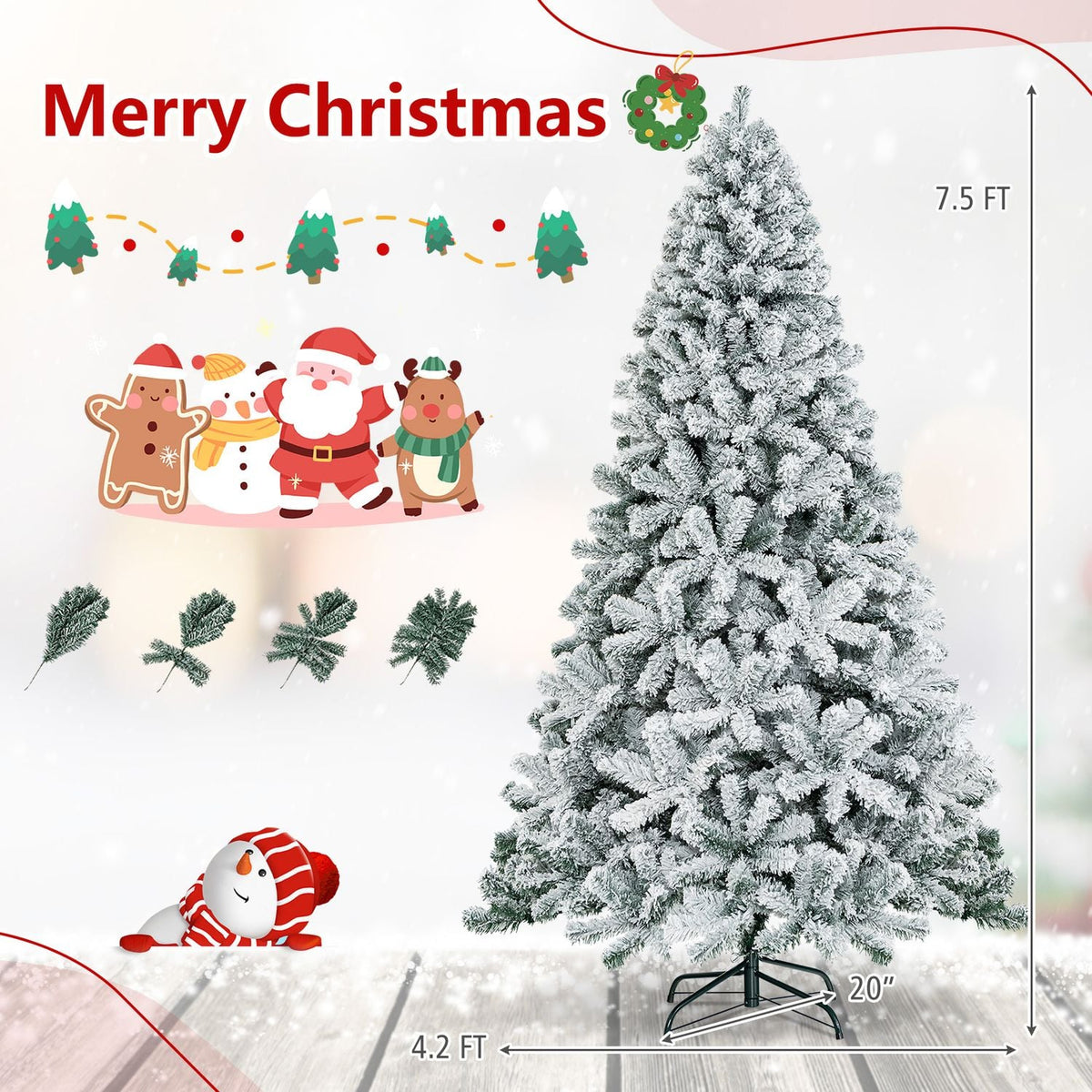 Arbre de Noël artificiel enneigé 229 cm