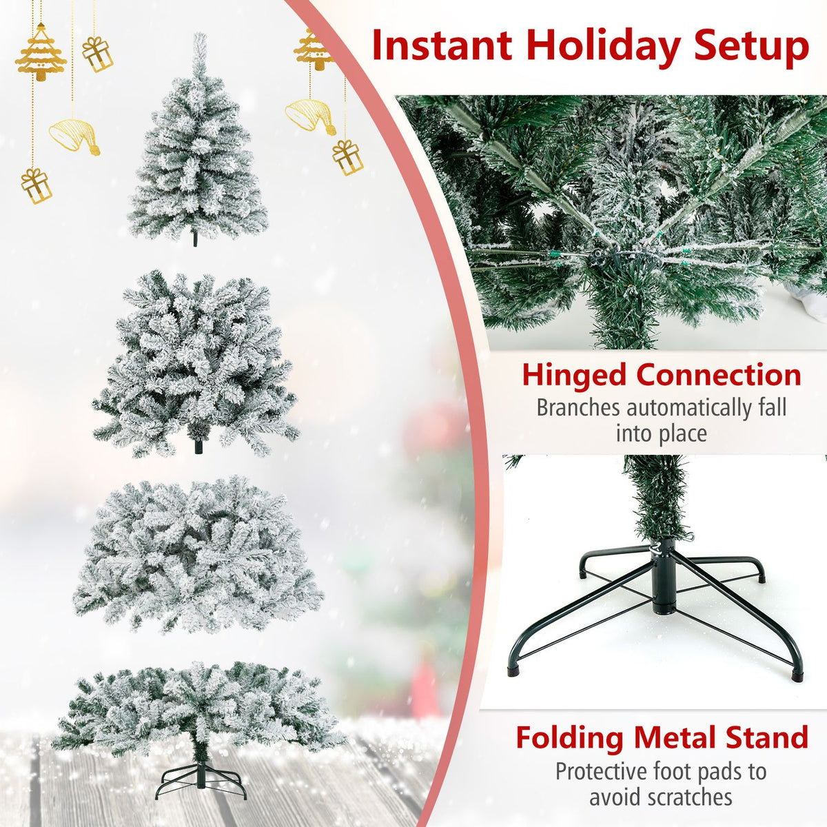 Arbre de Noël artificiel enneigé 229 cm