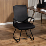 Office Chair No Wheels Lumbar Support Mesh Back