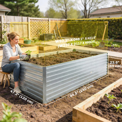 240x120x60cm Raised Garden Bed - Black Galvanized Planter