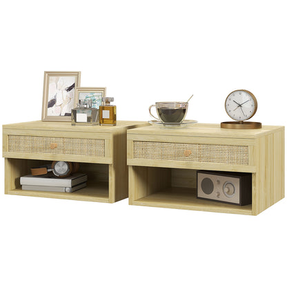 Mesita de noche de pared de madera estilo nórdico — Lote de 2