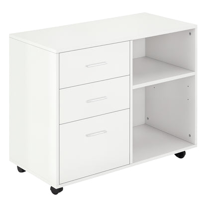 Mobile filing cabinet 3 drawers with open shelves