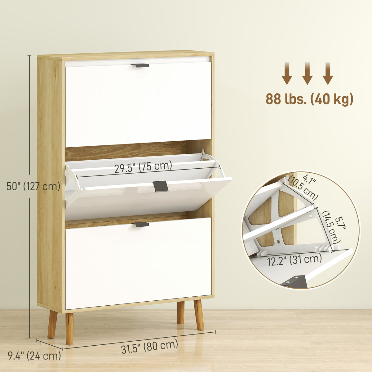 Narrow shoe cabinet modern flip drawer storage unit