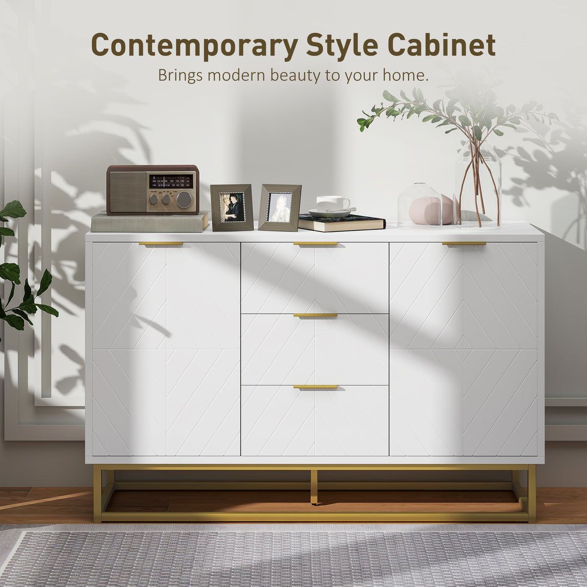 Mueble de almacenamiento de 120 cm con puertas y cajones