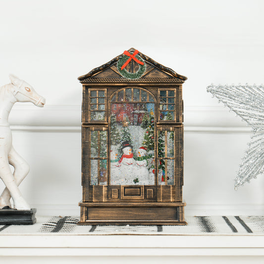 Musical Christmas snow globe lantern with lights