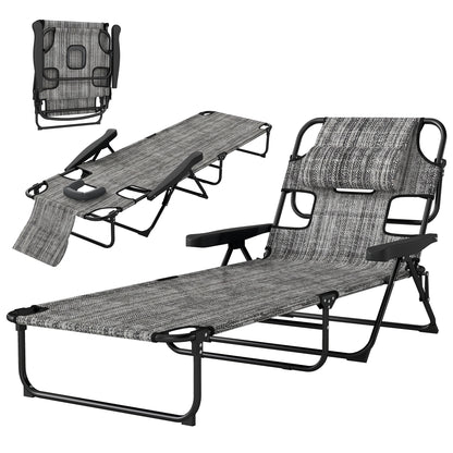 Folding lounge chair with reclining backrest