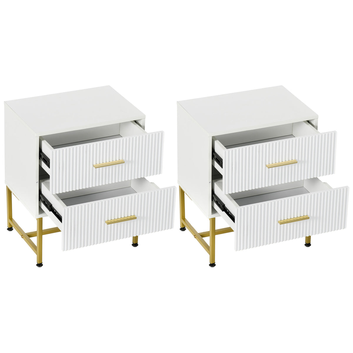 Modern Nightstands with Fluted Drawers 2 Piece Set