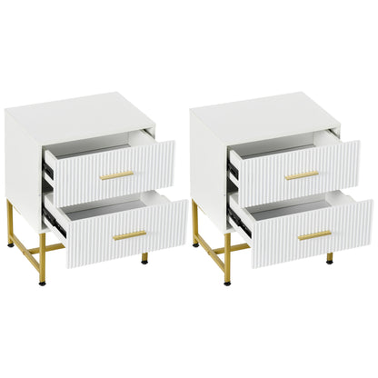 Modern Nightstands with Fluted Drawers 2 Piece Set