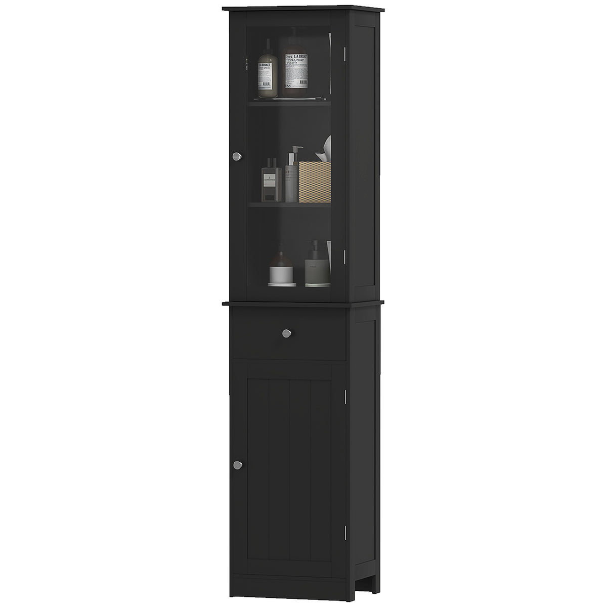 Armario alto de baño con cajón y puertas