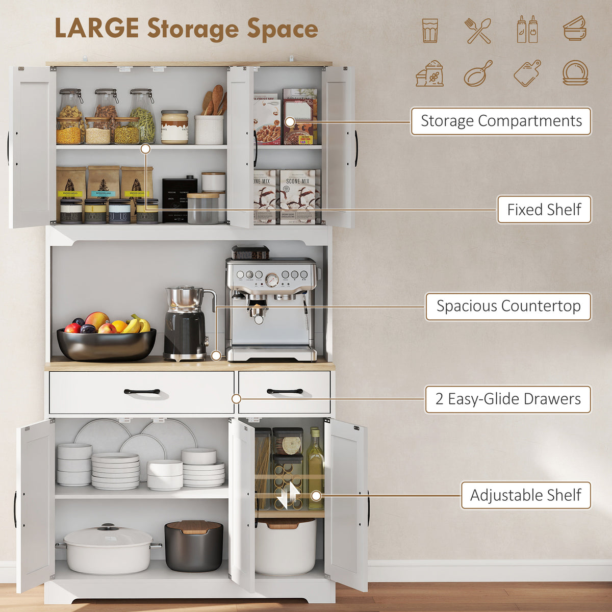 ਦਰਵਾਜ਼ਿਆਂ ਵਾਲੀ ਰਸਟਿਕ ਸਟਾਈਲ ਉੱਚਾ ਕਿਚਨ ਕੈਬਿਨੈੱਟ
