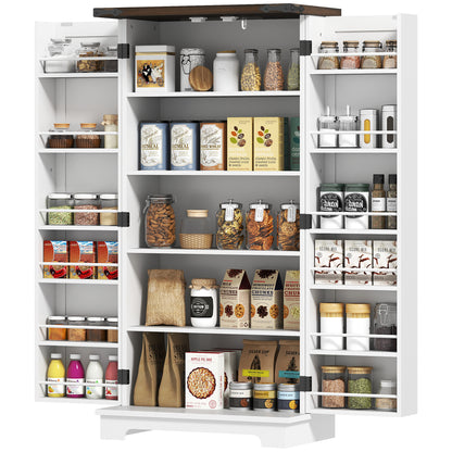Farmhouse Kitchen Pantry Storage Cabinet with Adjustable Shelves