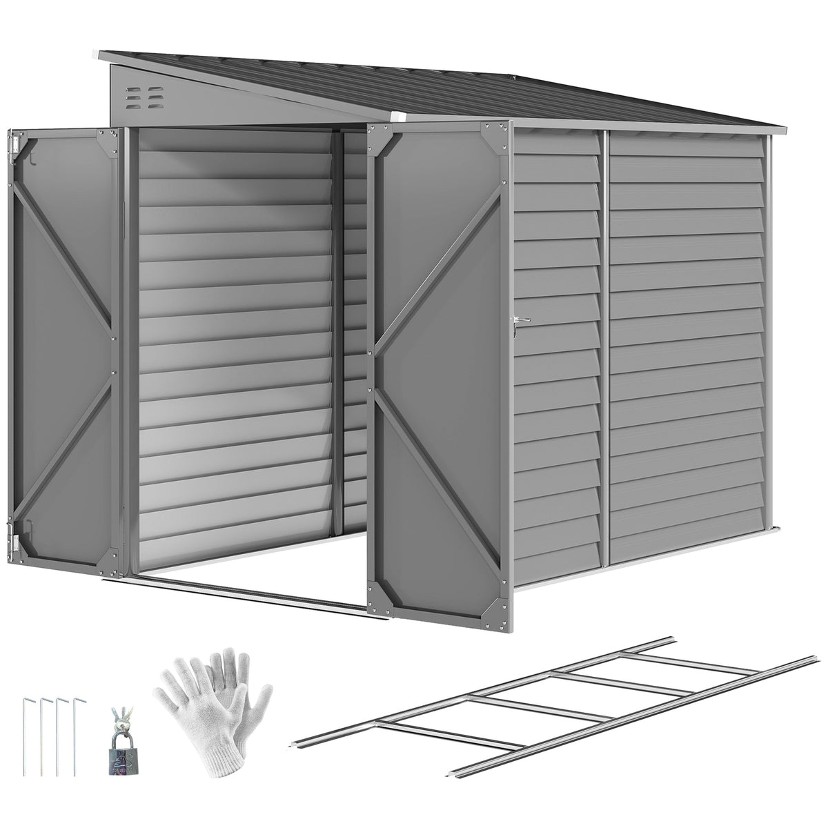 Galvanized Steel Storage Shed 4.6 x 9 ft
