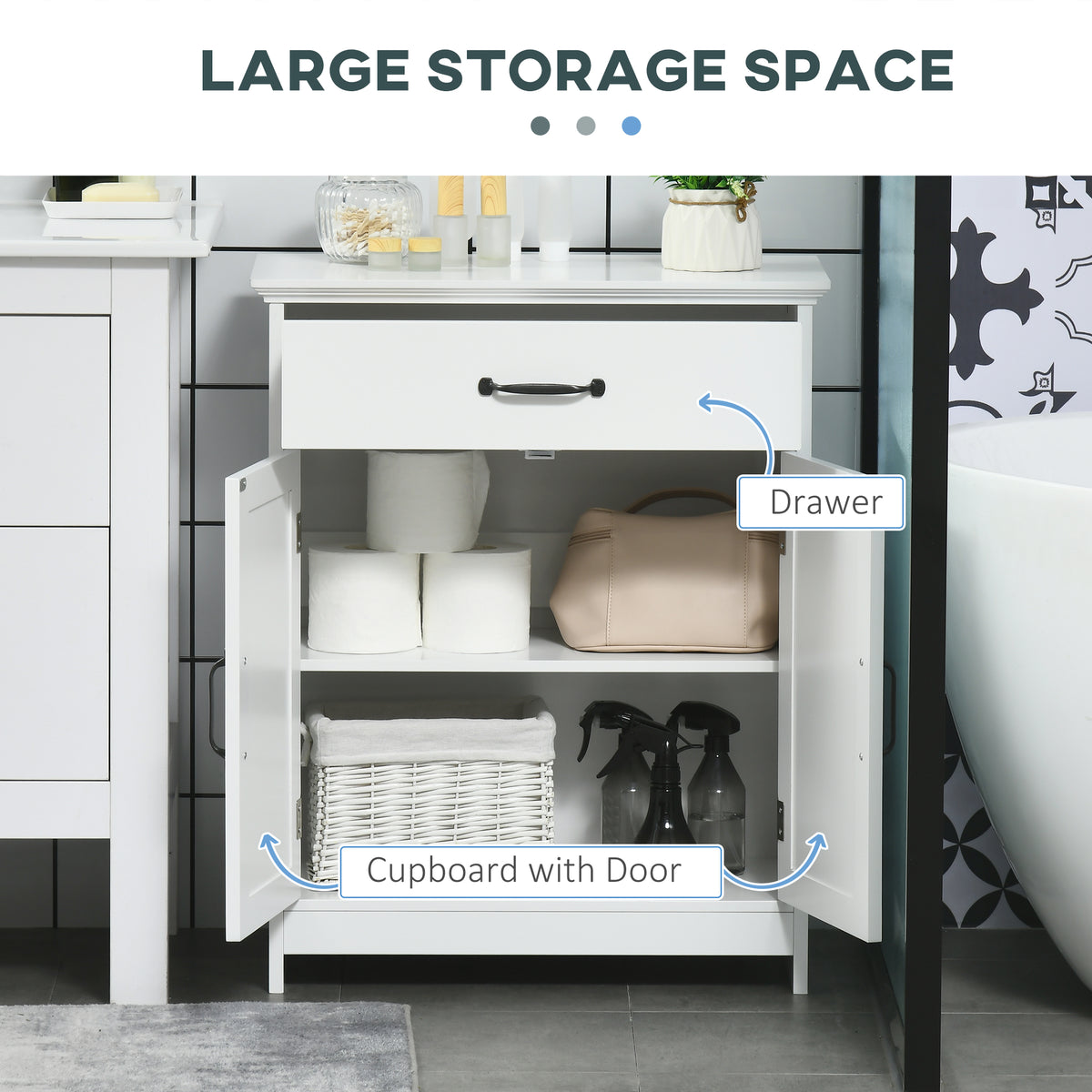 Bathroom floor cabinet with drawer