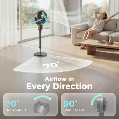 Ventilador de pie silencioso de 8 velocidades con aromaterapia