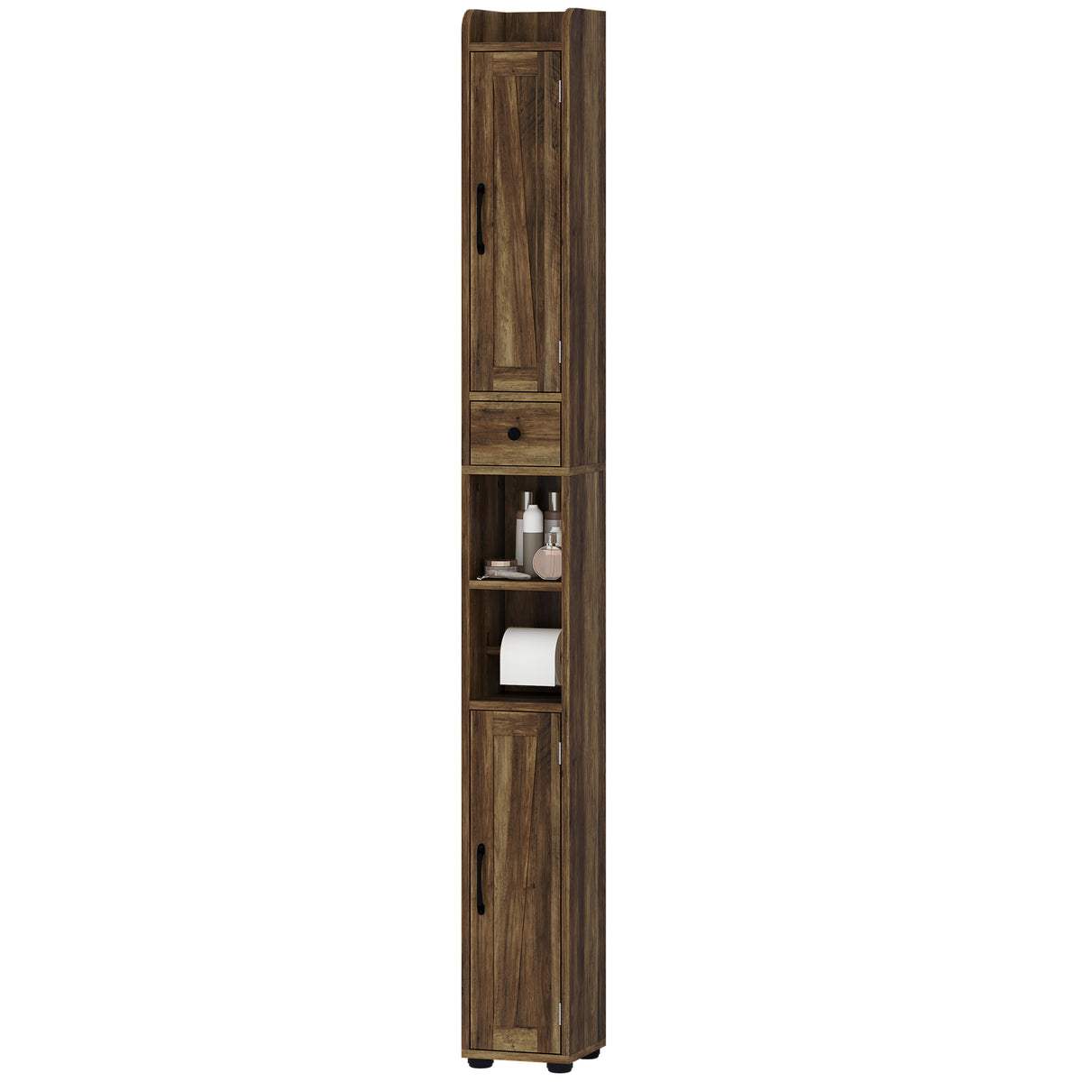 Narrow bathroom storage cabinet farmhouse style