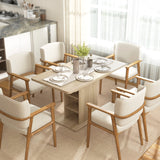 Mesa de comedor extensible con estantes integrados