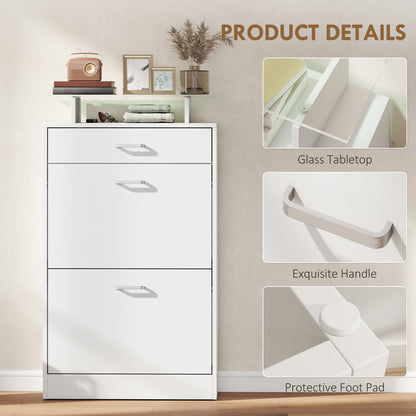 Slim flip drawer shoe cabinet