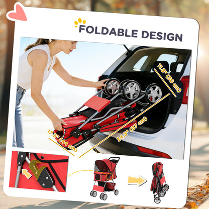 Cochecito plegable para mascotas con ruedas giratorias