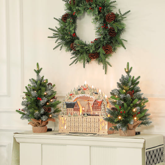 Pre-lit artificial Christmas trees 60 cm — Set of 2