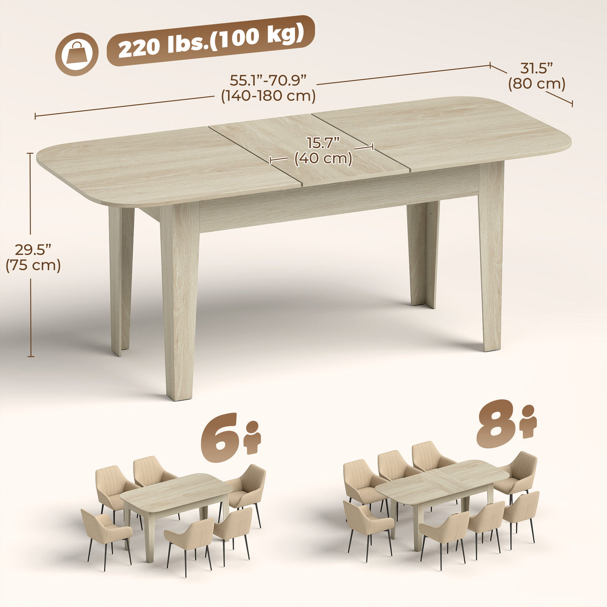 Extendable Oval Farmhouse Dining Table