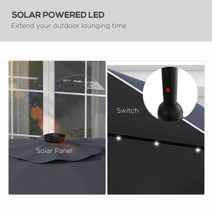 Solar LED Tilting Patio Umbrella 10 x 10 ft