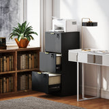 Lockable 3-Drawer Fluted Filing Cabinet for A4 Letter Files