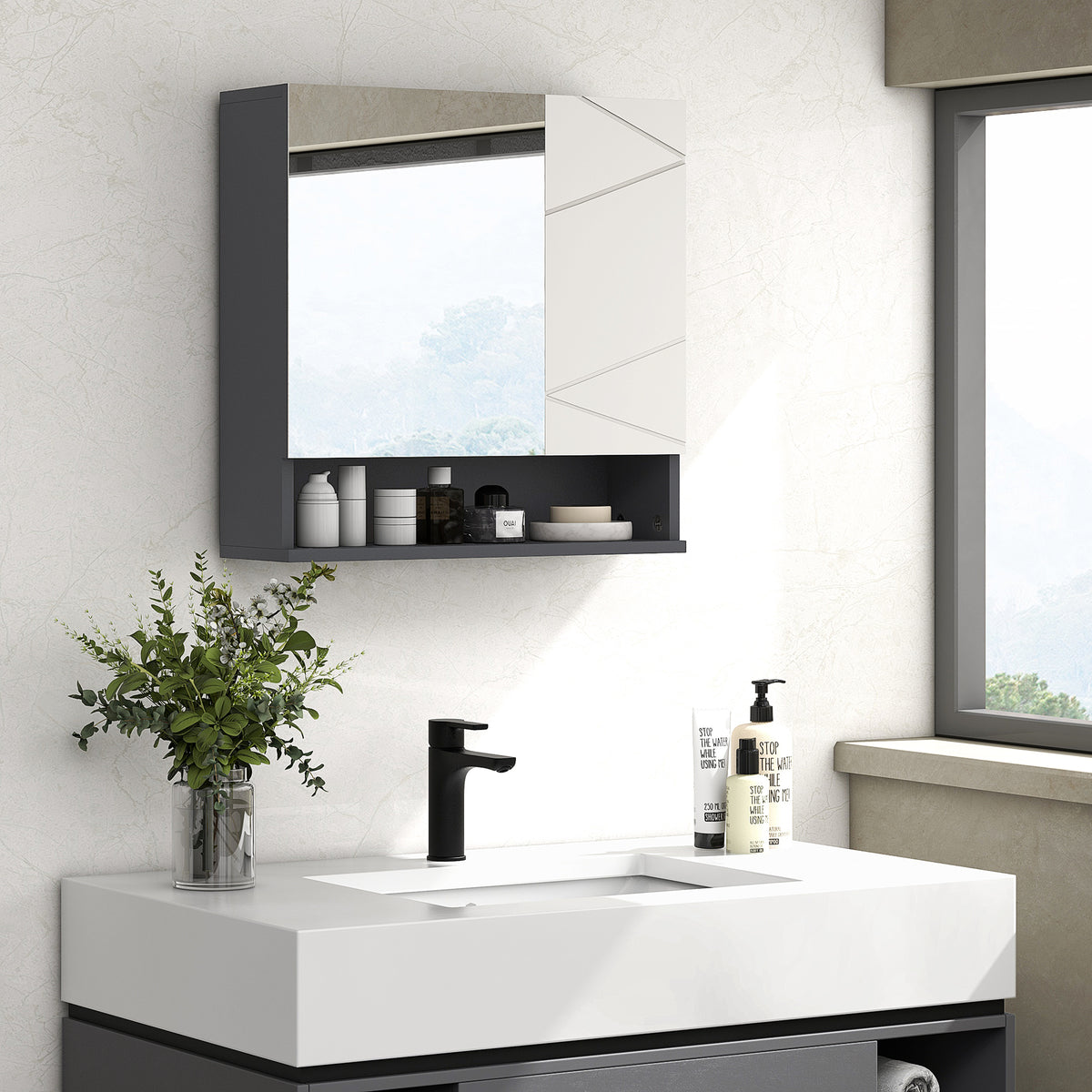 Wall mounted medicine cabinet with mirror