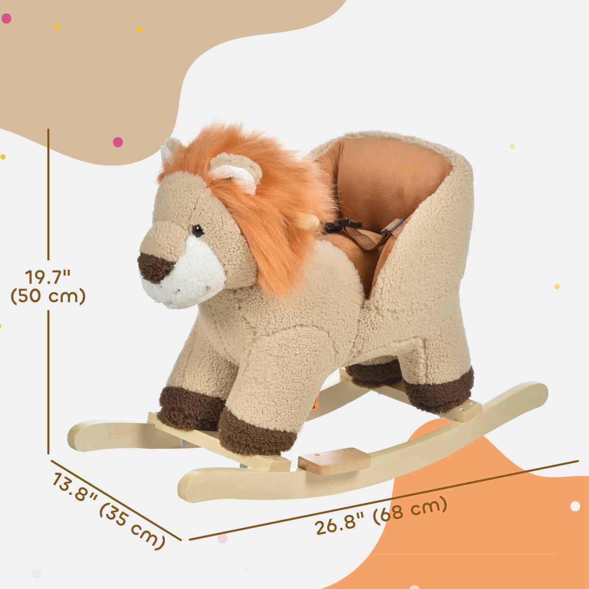 Baby rocking horse plush lion toy