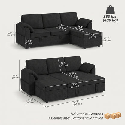 Sectional Sofa Bed Reversible with Storage