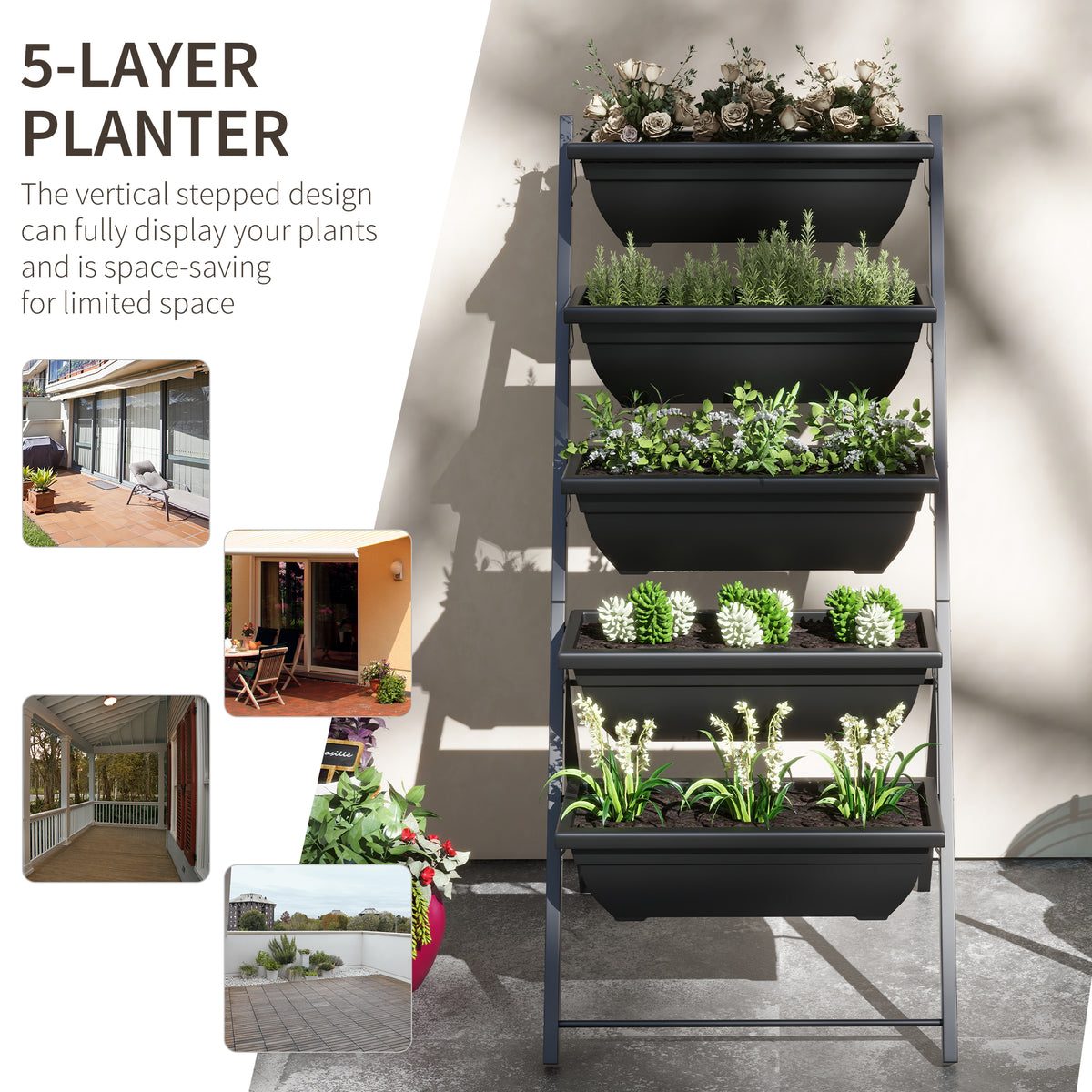 5-Tier Raised Garden Bed with Plant Stand