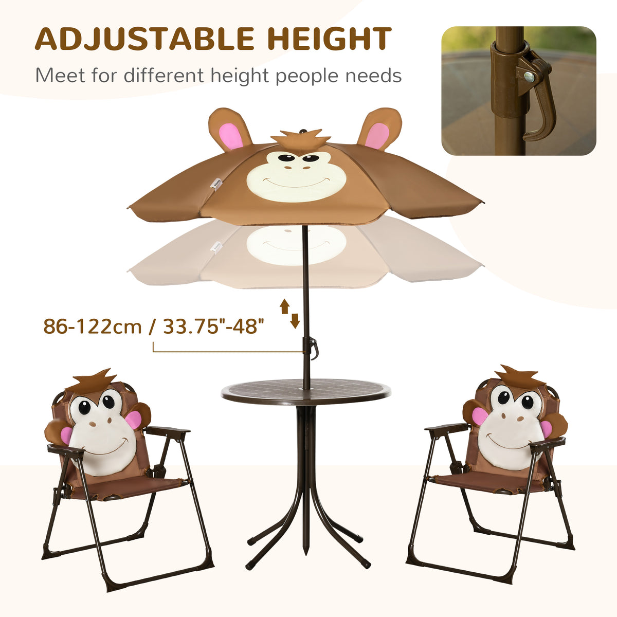 Kids picnic table and chair set with umbrella — Set of 4