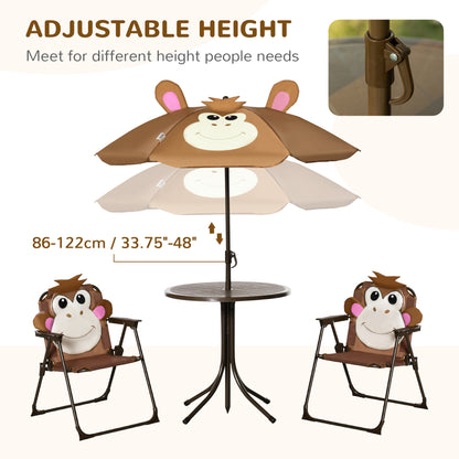 Kids picnic table and chair set with umbrella — Set of 4