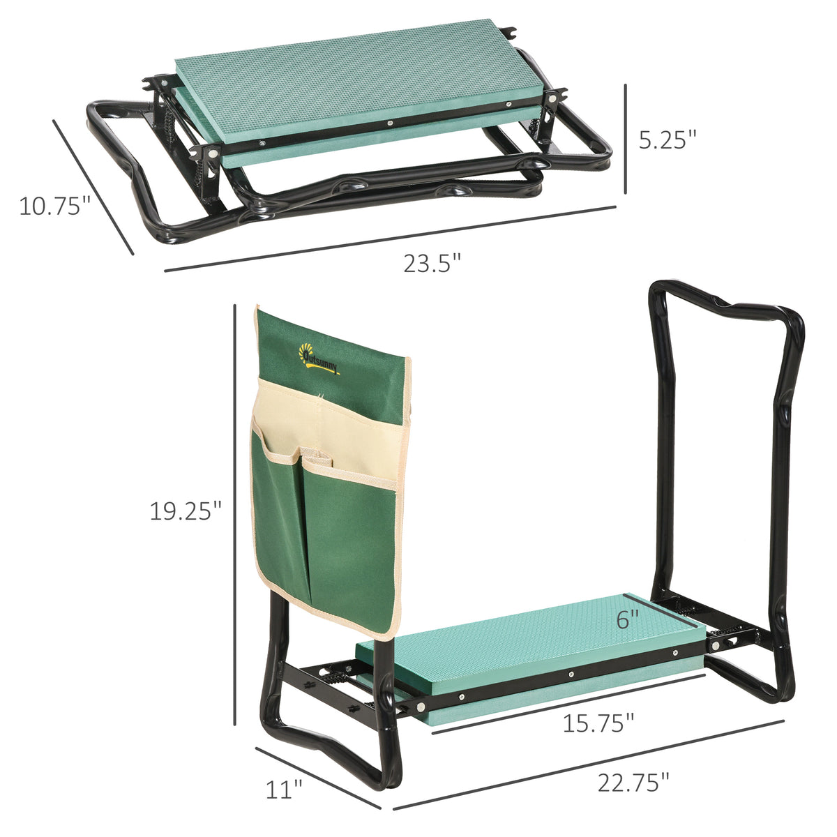 Garden kneeler foldable with EVA foam cushion pad