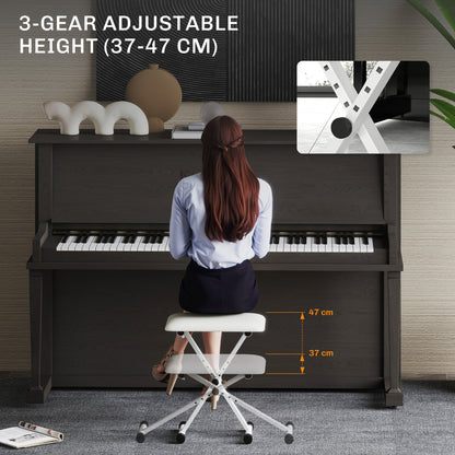 Adjustable Folding Piano Bench Padded Seat