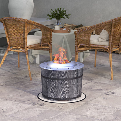 Brasero exterior sin humo con alfombra protectora