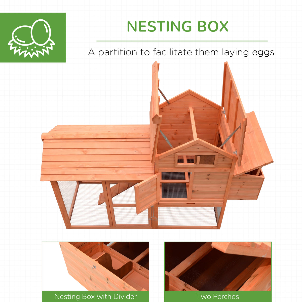 Gallinero de madera con corral y nido para gallinas