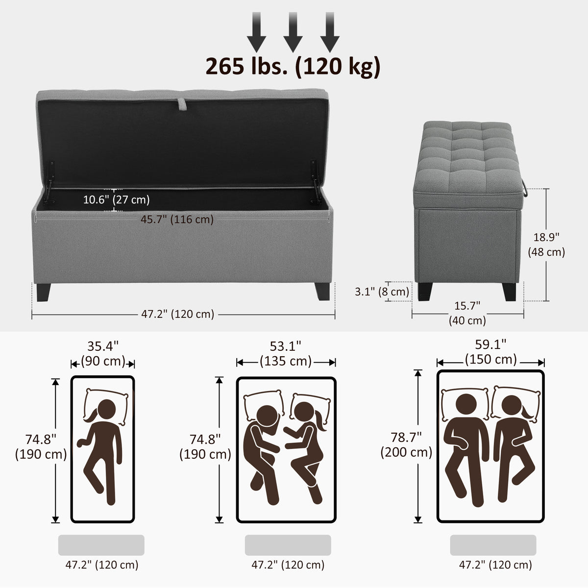 Linen Storage Ottoman Bench