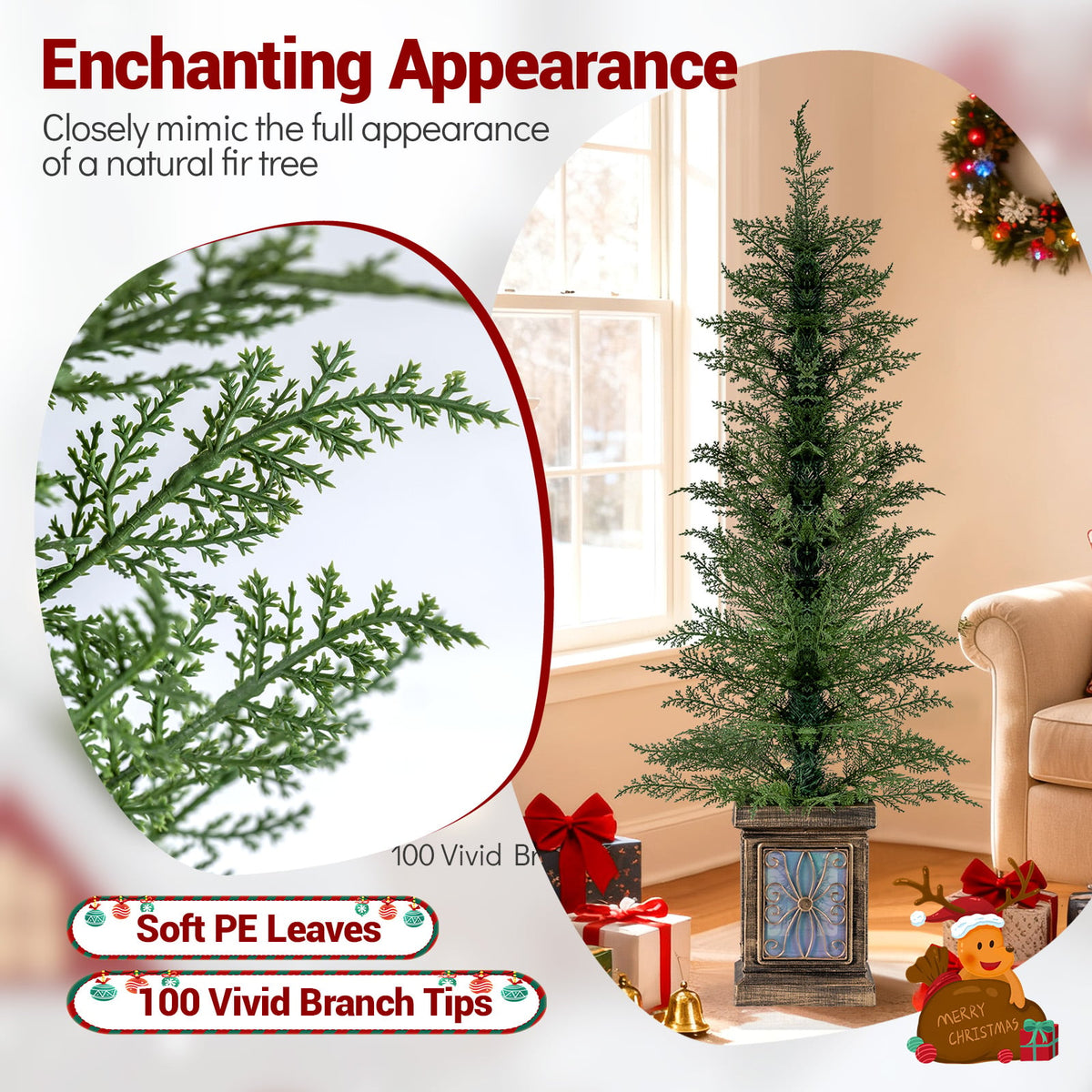 Arbre de Noël artificiel en pot de 122 cm — Lot de 2