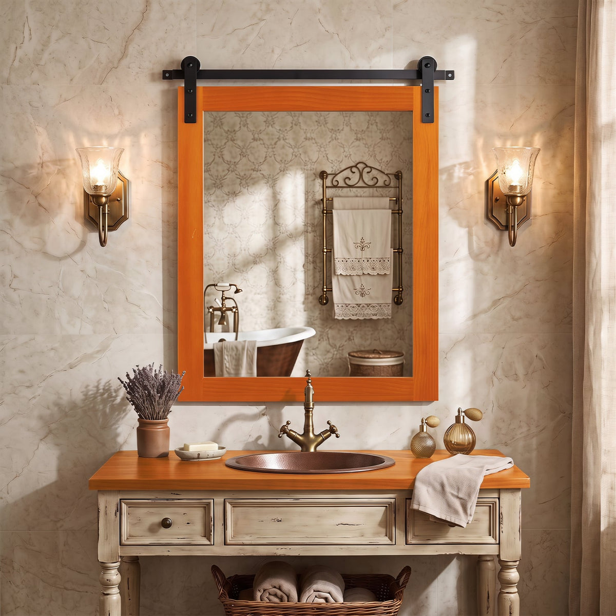 Miroir mural style fermette rectangulaire